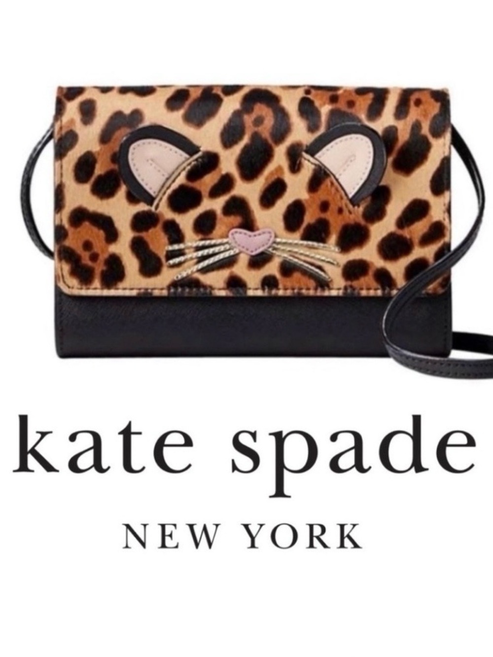 kate spade Leopard Summer Run Wild Black (001) Novelty Collectors Crossbody Bag